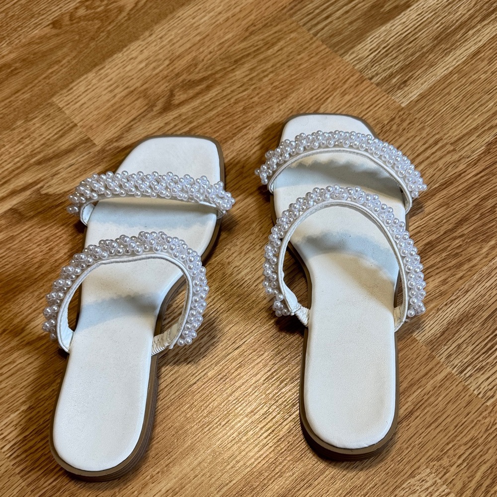 White Beaded Women's Sandals